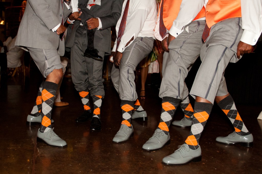 Groomsmen Portrait in Argyle Socks, Groom, Charlotte NC Wedding Reception Photography, Design Center of The Carolinas