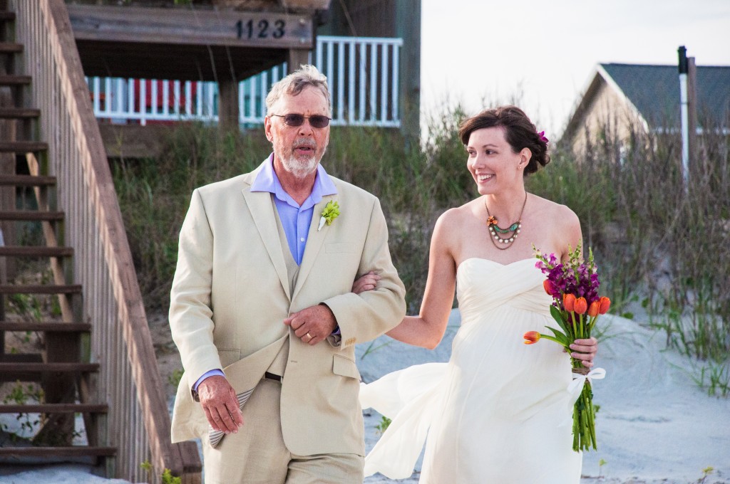 father and bride topsail island wedding photography