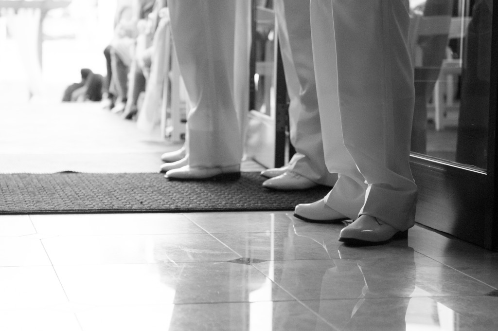 Wedding ushers waiting