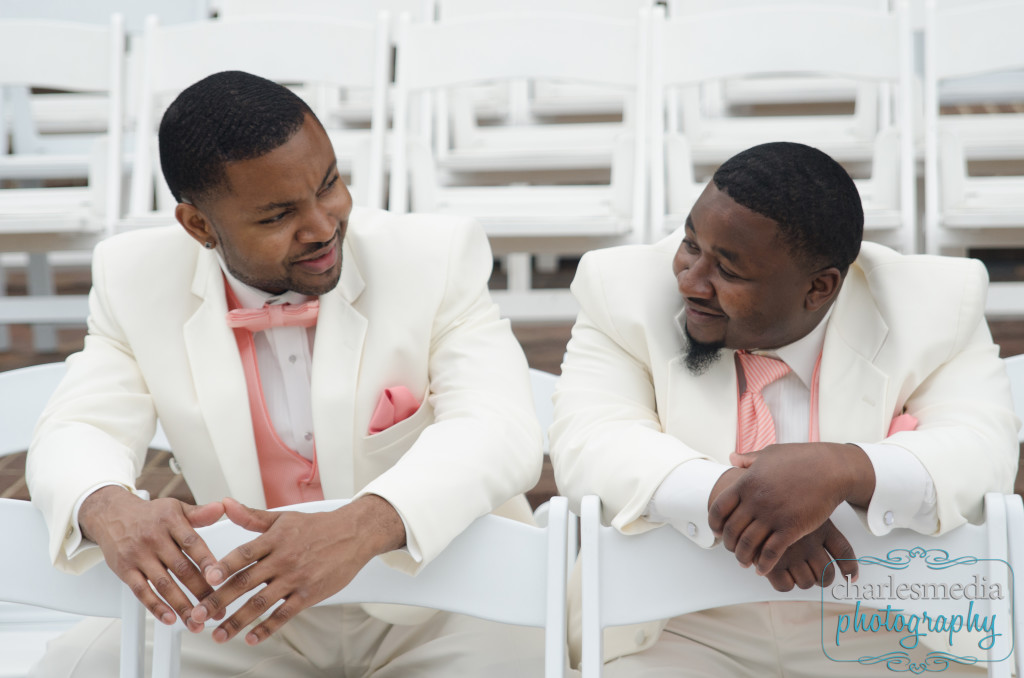 groom and groomsman talking 