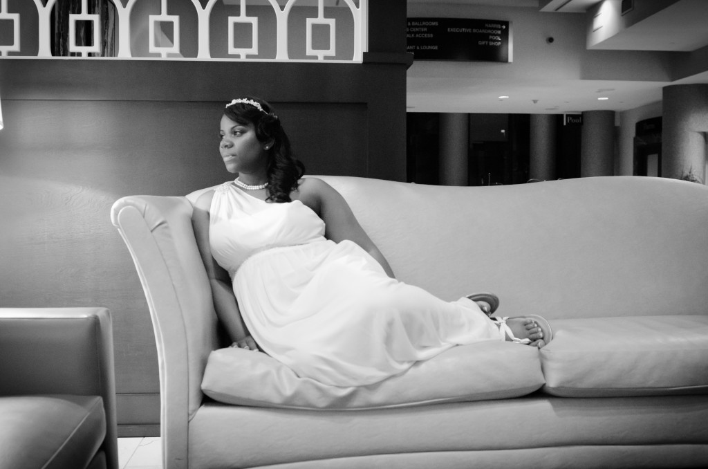 bridal portrait with bride seated