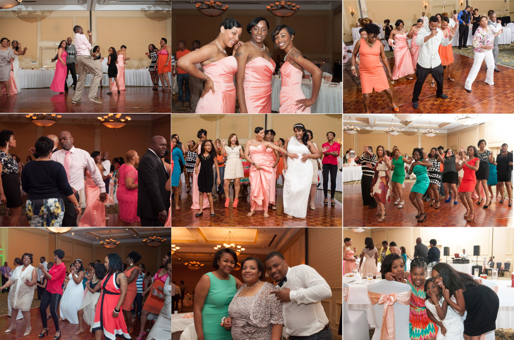 reception guests dancing montage