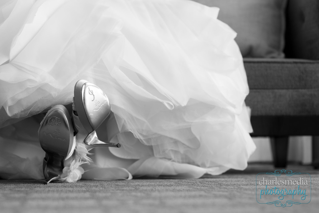 black and white bridal portrait shoe-soles at the proximity hotel