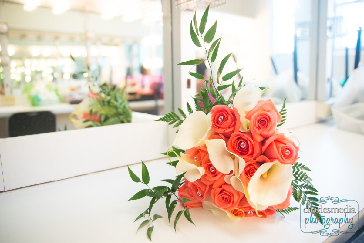 Spindale NC  African American Wedding Photography,  Flowers at Bridal Preparation