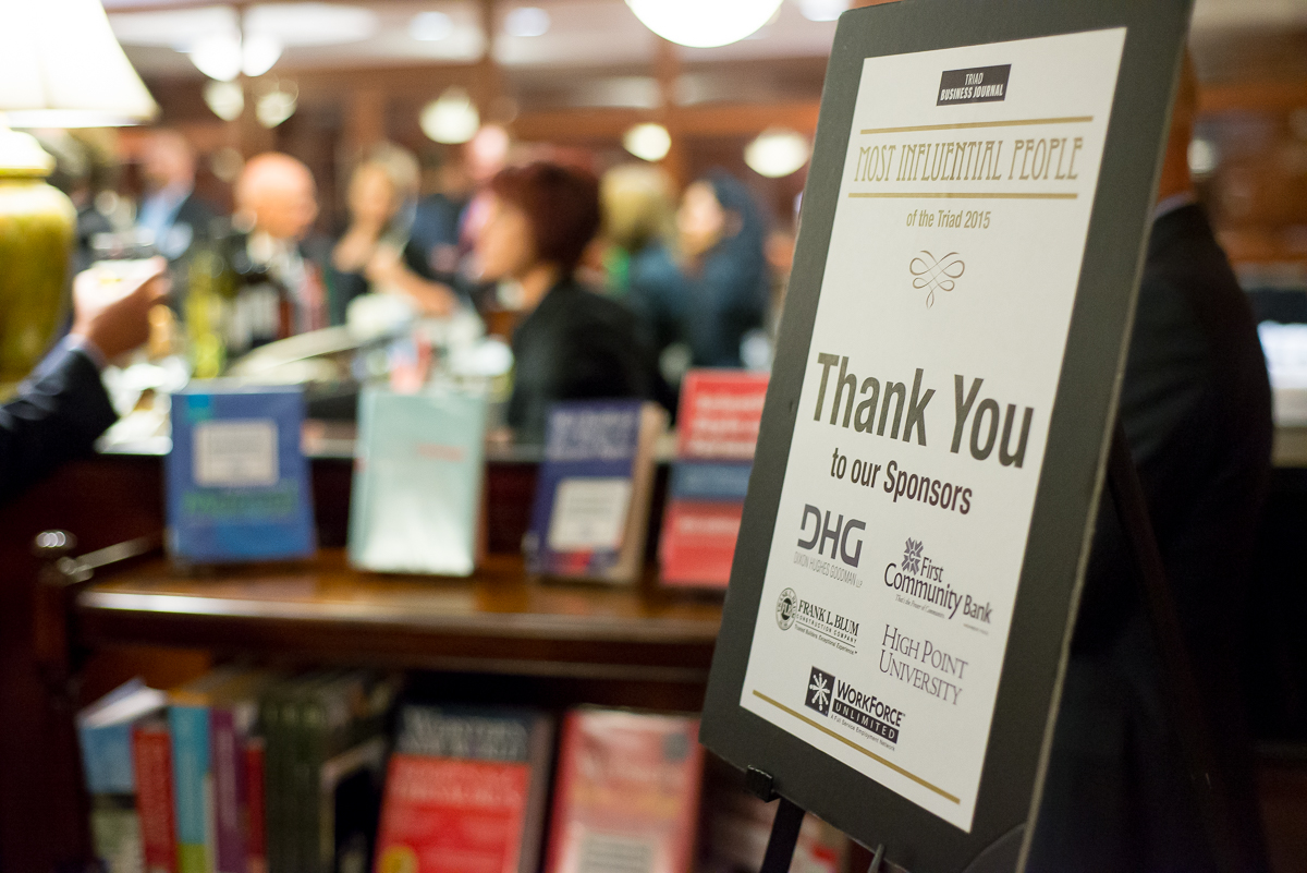 Triad Business Journal's Most Influential People of the Triad 2015 event on the campus of High Point University