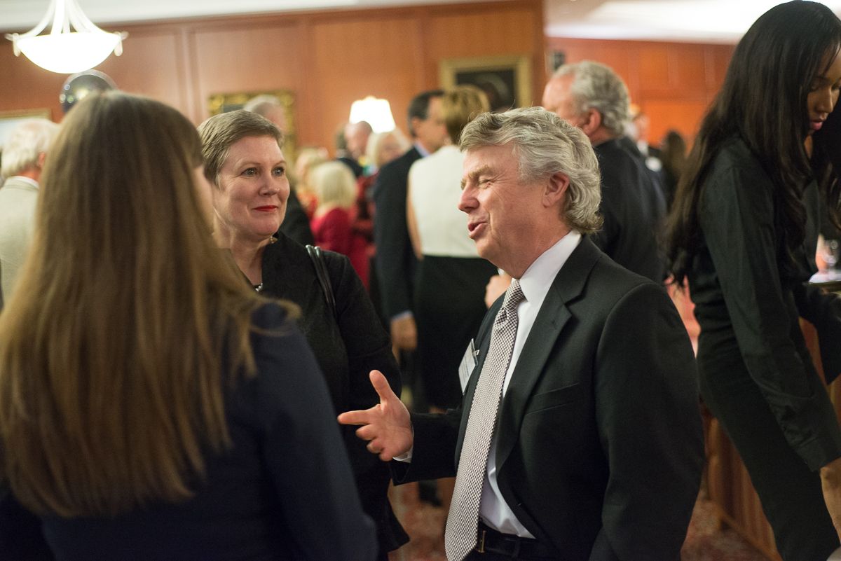 Nancy King & Dennis Quaintance socialize at Triad Business Journal's Most Influential People of the Triad 2015 event on the campus of High Point University
