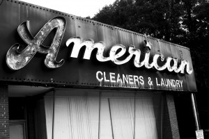 American Dry Cleaners Street Photography Black and White
