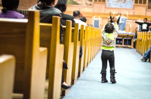 Child in aisle, First Emmanuel Church, High Point, NC